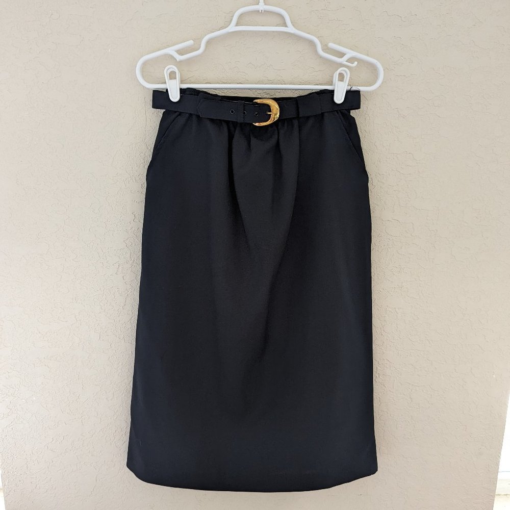 Cape Cod Sportswear Vintage Pencil Skirt Pockets Gold Belt Buckle Size 10 USA